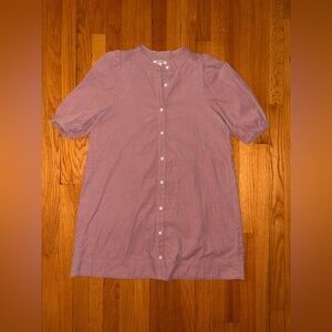 Madewell Dusty Rose/MauveButton Front Puff Sleeve Dress Size S
